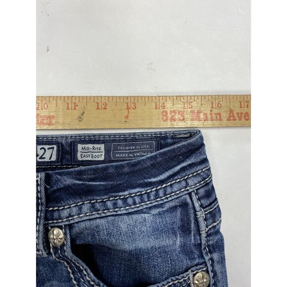 Miss Me Jeans 31x32 Wing Embroidery Mid Rise Easy Boot Bling Flap Pockets - Picture 11 of 12